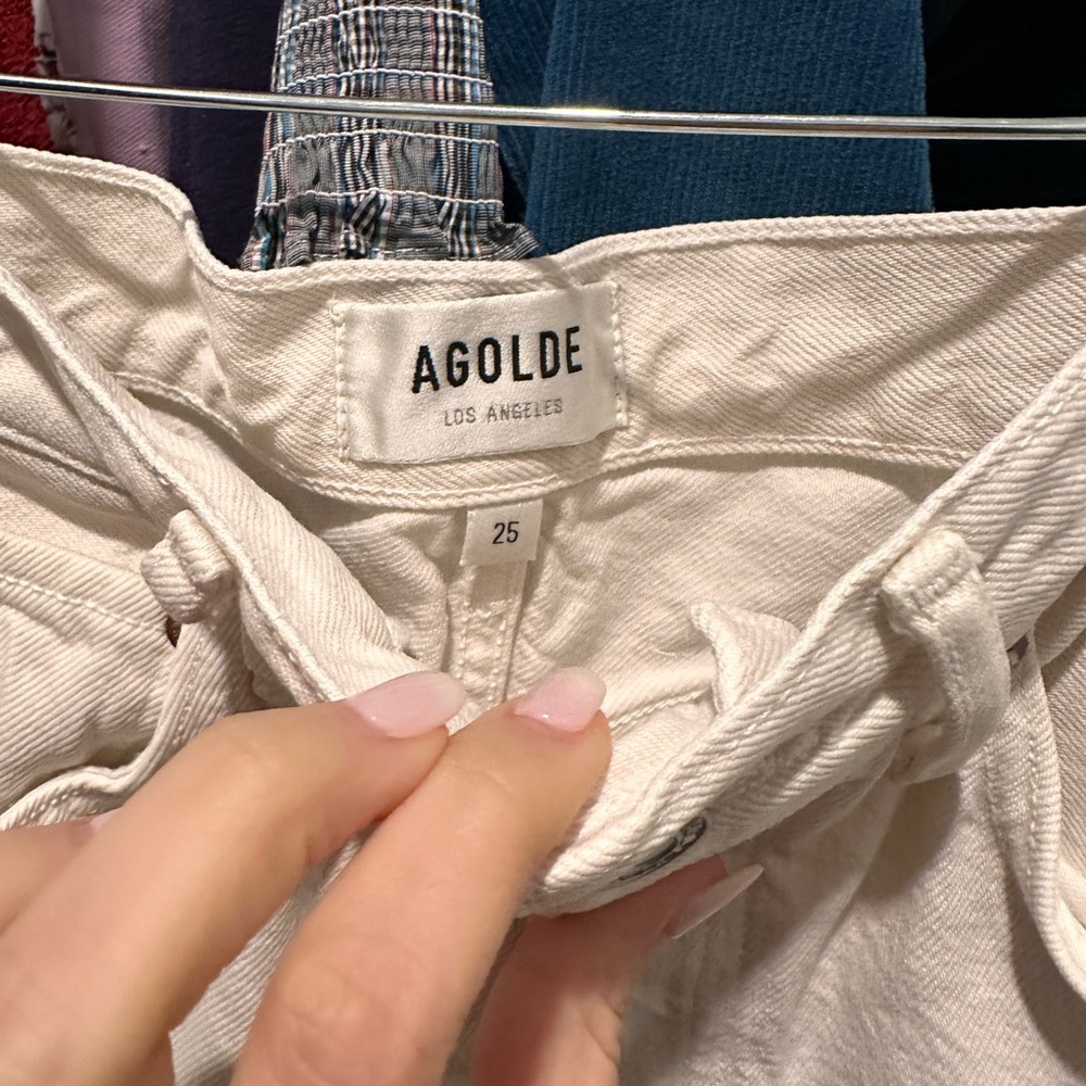 Agolde 90’s Pinch Waist High Rise Straight Jeans Ivory 25 - Picture 6 of 9